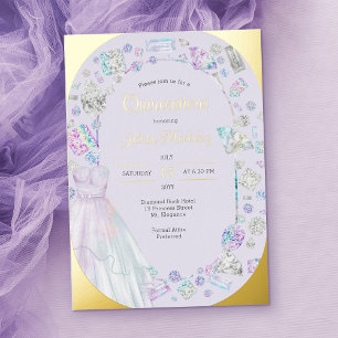 Invitation En Aluminium Robes de princesse diamants élégants pour Quincean