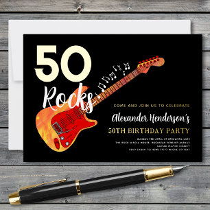 Invitation En Aluminium Rock and Roll 50e anniversaire de fête en or