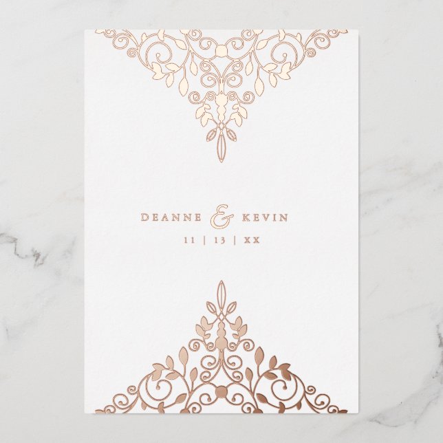 Invitation En Aluminium Romantic Rose Gold Flourish Ornament Wedding  (Recto)