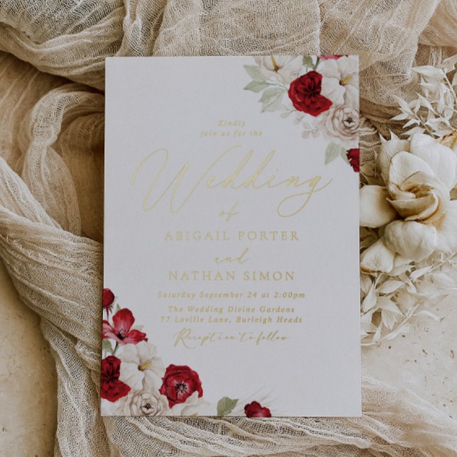 Invitation En Aluminium Romantic Vibrant Elegant Gold Foil Wedding (Créateur téléchargé)
