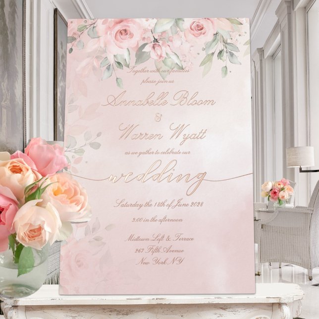 Invitation En Aluminium Romantique Blush Pink Secret Jardin Rose Rose Or (Créateur téléchargé)