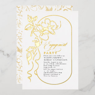 Invitation En Aluminium Romantique Floral Elegant Engagement Party Gold