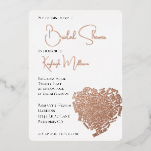 Invitation En Aluminium Romantique Love Mots Fête des mariées cardiaque