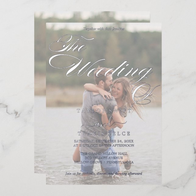 Invitation En Aluminium Romantique | Mariage photo défraîchi à l'huile d'a (Recto/Verso)