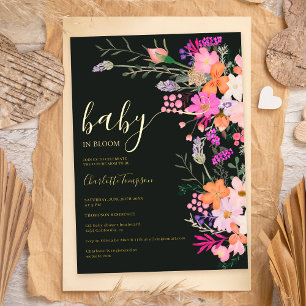 Invitation En Aluminium Romantique pastel fleurs sauvages baby shower de p