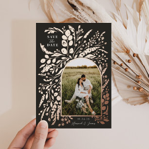 Invitation En Aluminium Romantique Peint Arc Floral Photo   Enregistrer La