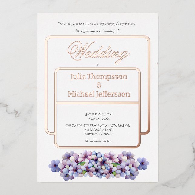 Invitation En Aluminium Romantique Poétique Lilac Aquarelle Mariage Floral (Recto)
