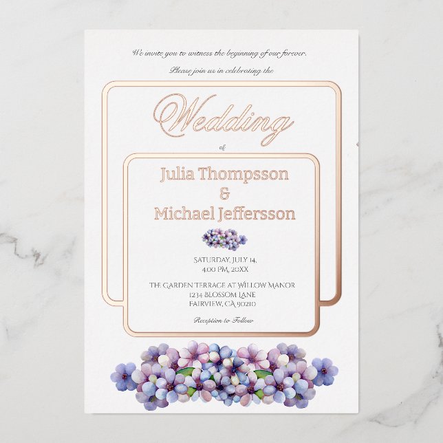 Invitation En Aluminium Romantique Poétique Lilac Aquarelle Mariage Floral (Recto)