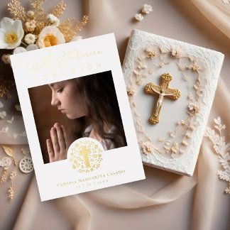 Invitation En Aluminium Romantique Real Golden Floral Wreath Photo