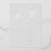 Romantique Silver Foil Grey Mr & Mrs Mariage