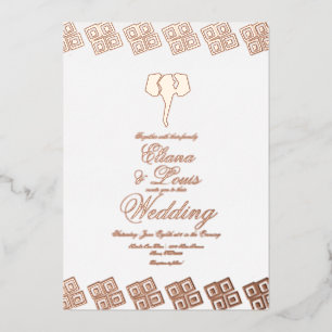 Invitation En Aluminium Rose africain Gold Ankara Mariage Pressing