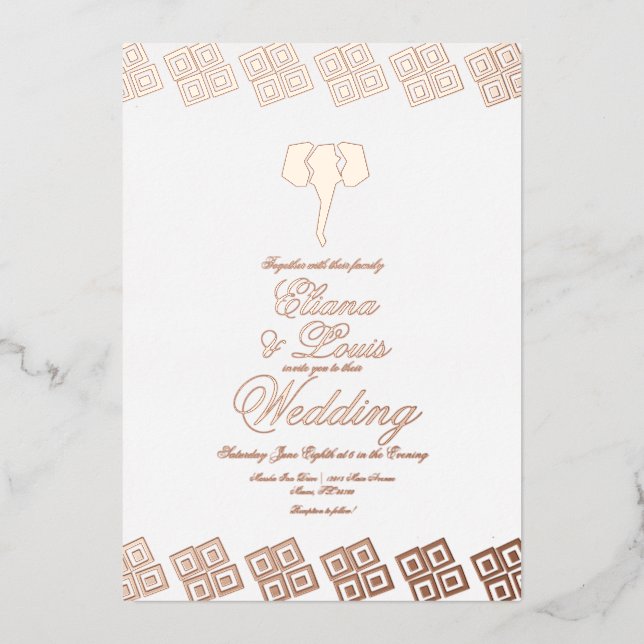 Invitation En Aluminium Rose africain Gold Ankara Mariage Pressing (Recto)