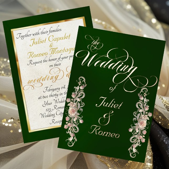 Invitation En Aluminium Rose Arc Borders & Calligraphie - Émeraude (Créateur téléchargé)