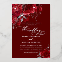 Rose argentée rouge papillon mariage scintillant