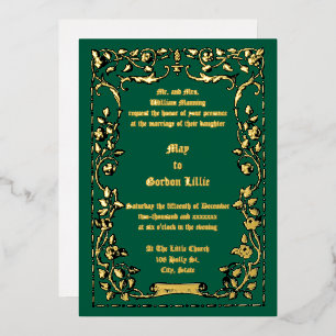 Invitation En Aluminium Rose Art nouveau défile Mariage frontalier floral