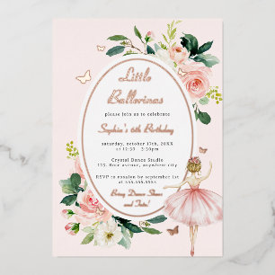 Invitation En Aluminium Rose Beurre d'or Floral Ballerina Anniversaire de 