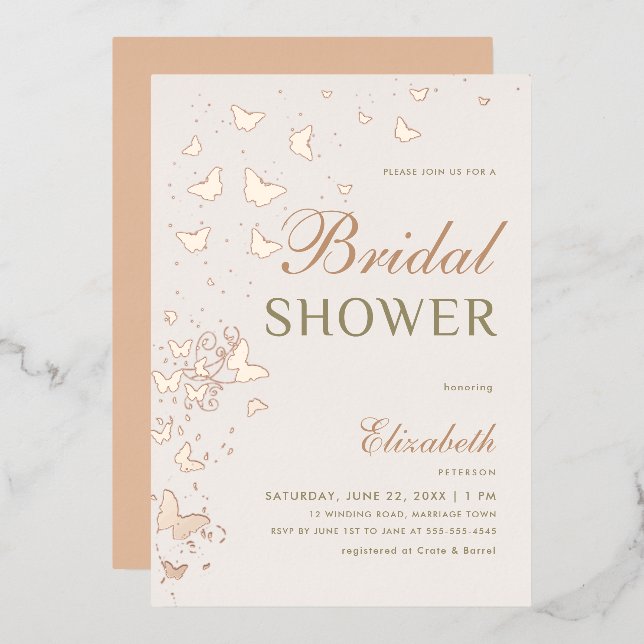 Invitation En Aluminium Rose Beurre d'or tourbillonne Fête des mariées élé (Recto/Verso)