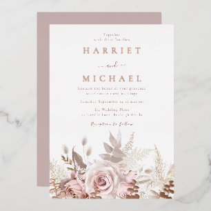 Invitation En Aluminium Rose Boho Cadre Floral Mariage