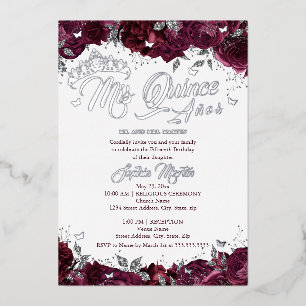 Invitation En Aluminium Rose Bourgogne Mis Quince Quinceanera