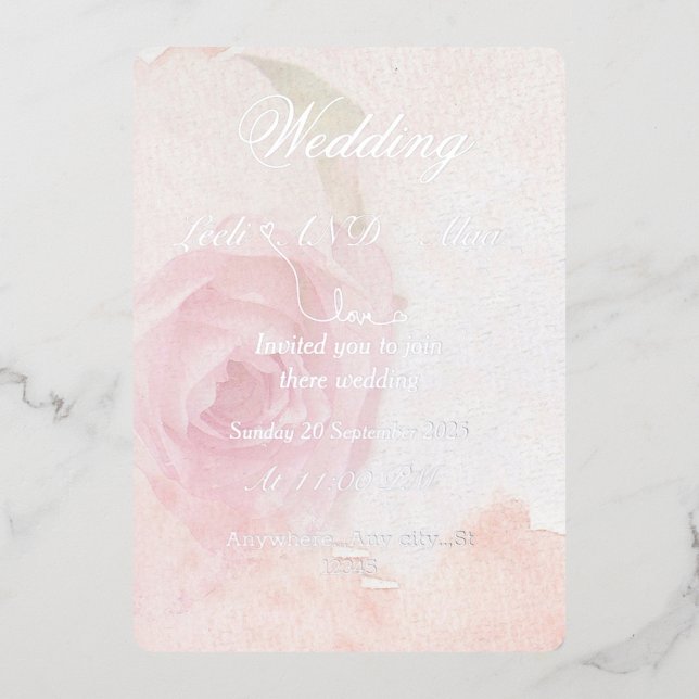 Invitation En Aluminium rose chic argent (Recto)