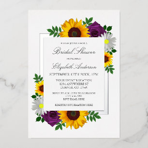 Invitation En Aluminium Rose de tournesol Daisy Automne Fête des mariées f