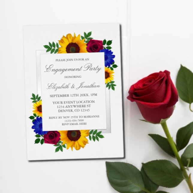 Invitation En Aluminium Rose de tournesol Floral (Créateur téléchargé)