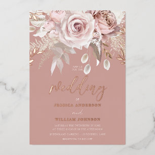 Invitation En Aluminium Rose Divine Or Rose Gold Rose Florale Mariage