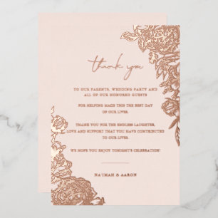 Invitation En Aluminium Rose Doré   Merci de table Mariage