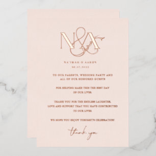 Invitation En Aluminium Rose Doré   Merci de table Mariage