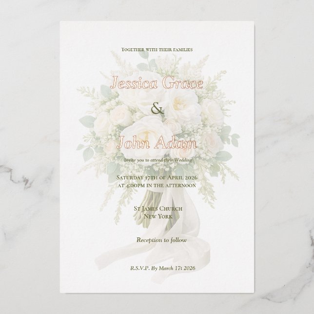Invitation En Aluminium Rose Élégante Moderne  (Recto)