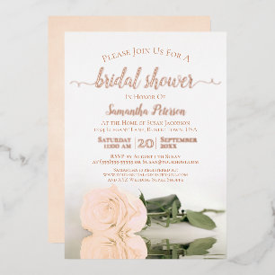 Invitation En Aluminium Rose élégante pêche avec douche de mariée en or ro
