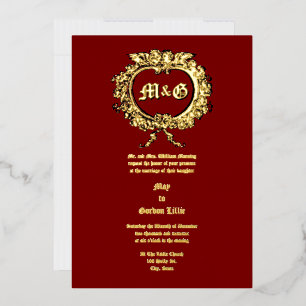 Invitation En Aluminium Rose en forme de coeur Cartouche & Cherub Couple
