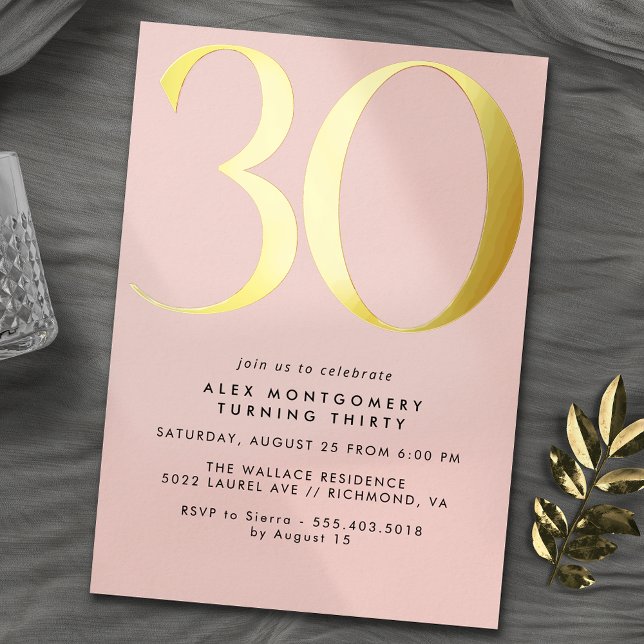 Invitation En Aluminium Rose et or | Fille moderne 30e anniversaire (Créateur téléchargé)