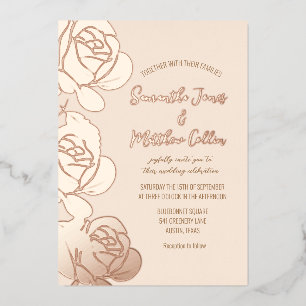 Invitation En Aluminium Rose Floral Boho Blush Pink Gold Mariage