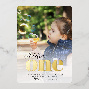 Invitation En Aluminium Rose Gold 1er anniversaire fête ONE photo