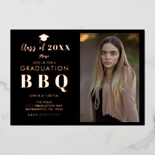 Invitation En Aluminium Rose Gold & Black Feuille de Métal Véritable pour