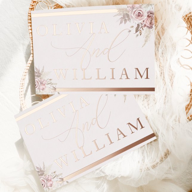 Invitation En Aluminium Rose Gold Blush Dusty Rose rose Floral Mariage (Créateur téléchargé)