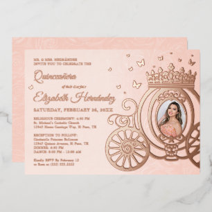 Invitation En Aluminium Rose Gold Blush rose Quinceanera Princesse Photo