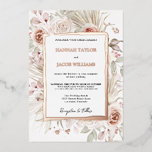 Invitation En Aluminium Rose Gold Boho Rustic Floral Mariage