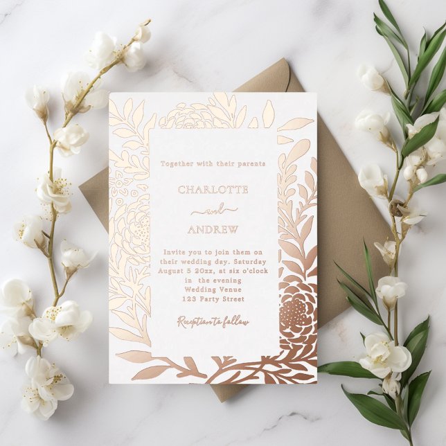 Invitation En Aluminium Rose gold botanical luxury wedding (Créateur téléchargé)