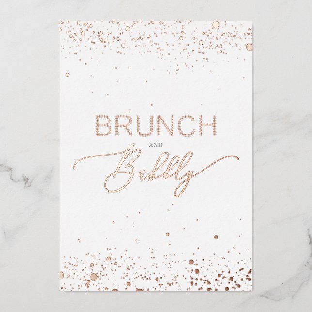 Invitation En Aluminium Rose Gold Brunch & Bubbly Quote Bridal Shower (Recto)