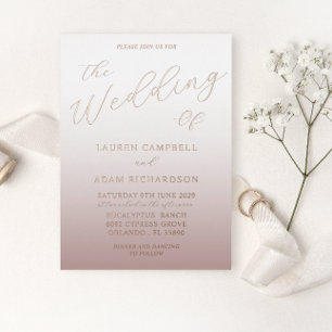 Invitation En Aluminium Rose Gold Calligraphy & Ombre Mariage