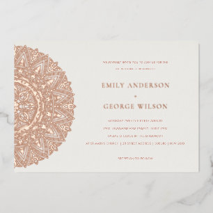 Invitation En Aluminium Rose Gold Classic Ornate Mandala Wedding Invitatio