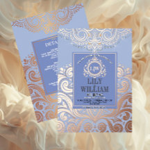 Rose Gold Classique Monogram Bohème Mariage Bleu P