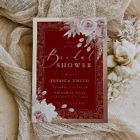 Rose Gold, Deep Red & Blush Floral Douche de Marié