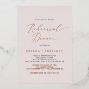 Invitation En Aluminium Rose Gold Délicat Feuille Dîner de Répétition Ro