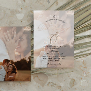 Invitation En Aluminium Rose Gold Elegance Script superposer Mariage photo