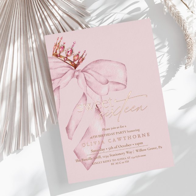Invitation En Aluminium  Rose Gold Elegant Sweet Sixteen Birthday Party (Créateur téléchargé)