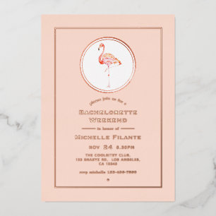 Invitation En Aluminium Rose Gold et Blush Flamant rose Bachelorette Weend