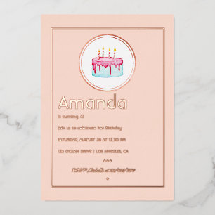 Invitation En Aluminium Rose Gold et Blush Pink 4e fête de fille anniversa